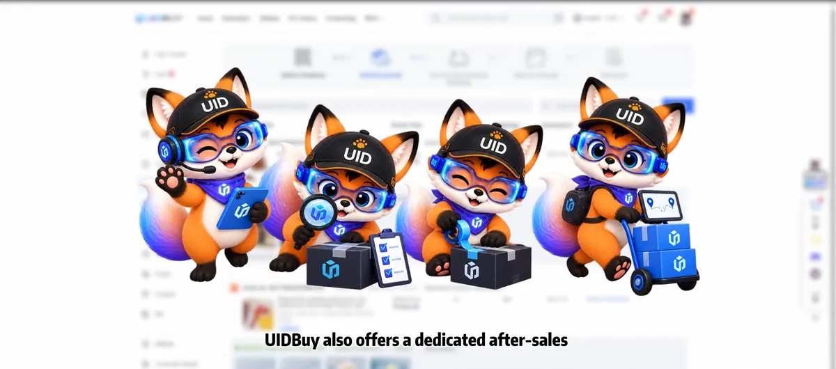 Four UIDBuy fox mascots from the official guide video