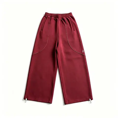 Catalog photo: Wide-leg sweatpants with a curved seam, sold apart from the hoodie