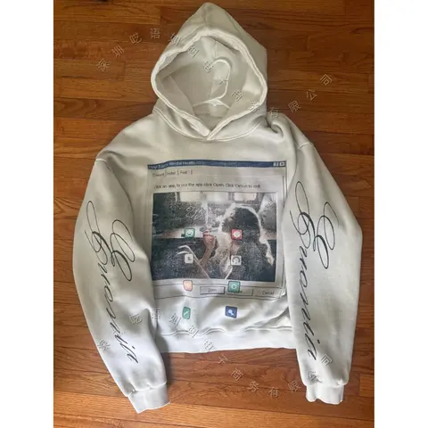 Catalog photo: Off-white hoodie with a pop-up window print